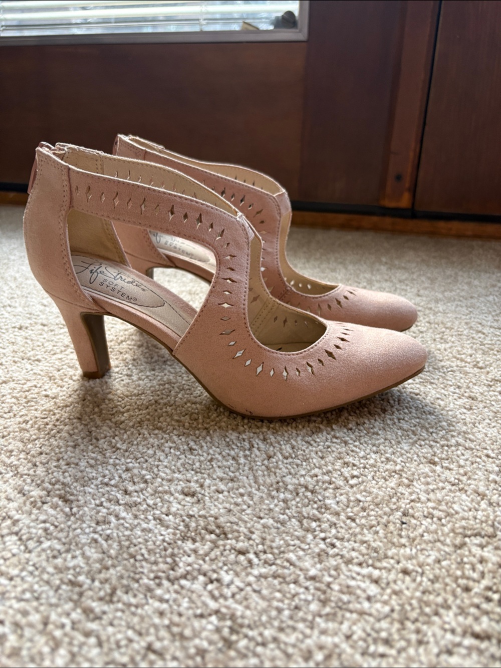Life Stride Blush Pink Cutout Mid Heel Pumps